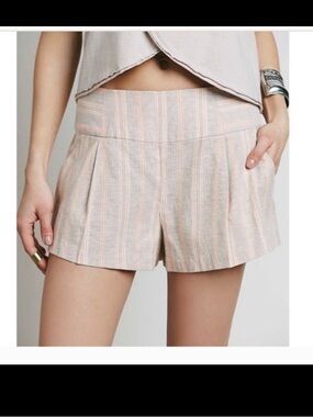 Free People Women’s S Austin Casual Shorts Stripe Pockets Mid Rise Zipper